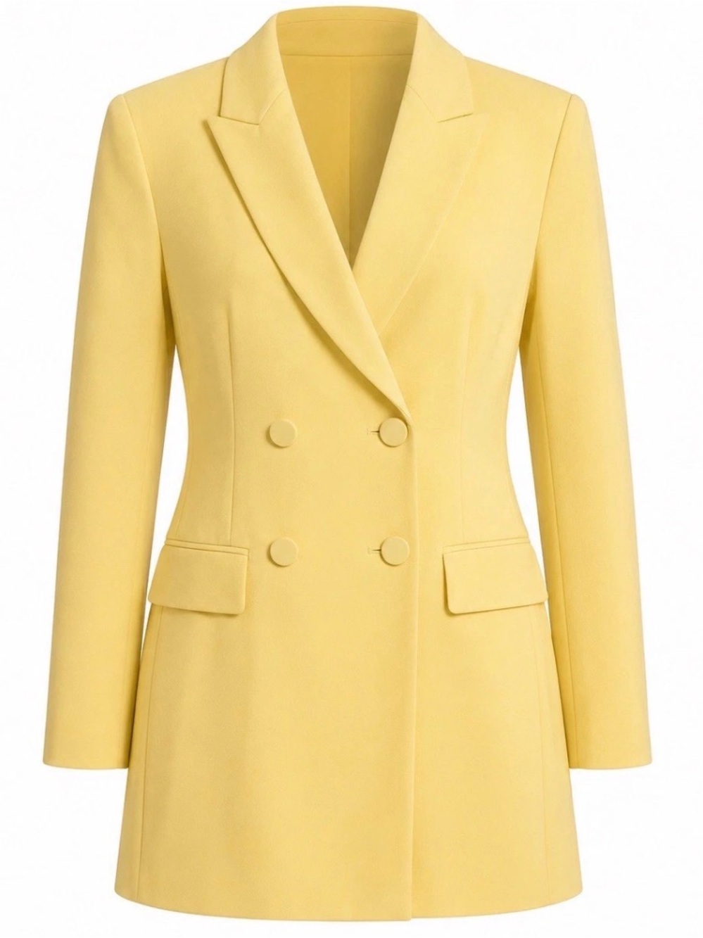 Worthington Double-Breasted Yellow Blazer Jacket